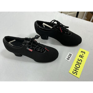 Girls NWOT Fashing Ballroom Dance Shoes Lace Up Size 5.5 Black Block Heel